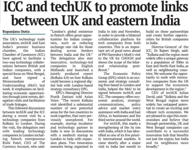 EPG facilitates ICC-techUk MoU - EPG Economic and Strategy Consulting